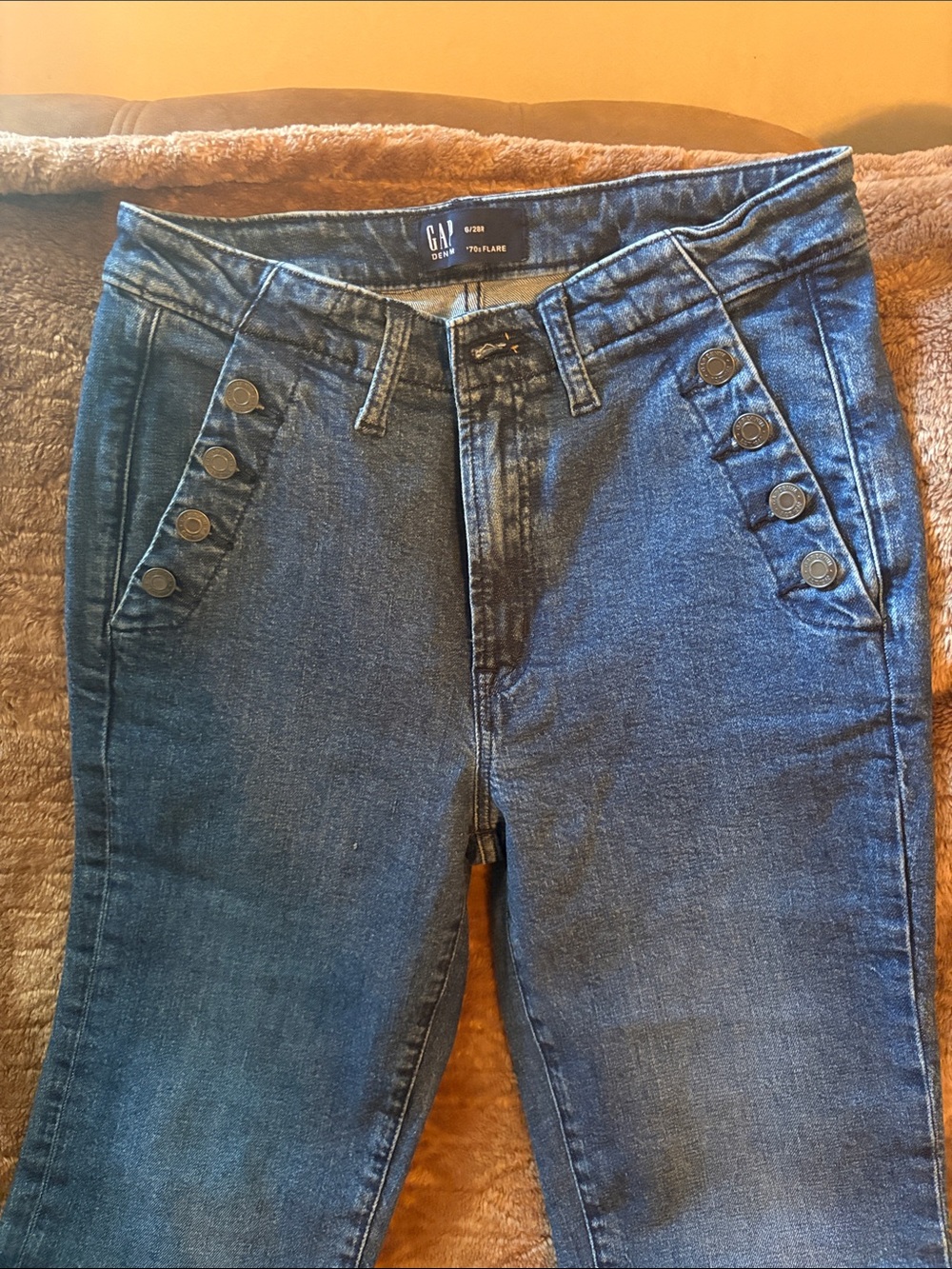 GAP High-Rise Button Front Dark Blue Jeans